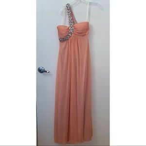 Xscape Coral Chiffon Long Dress